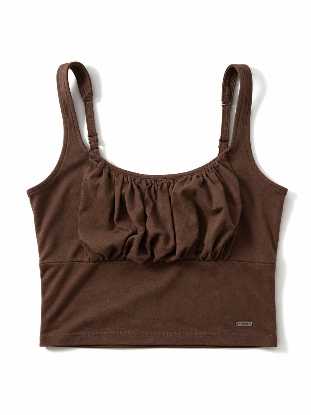 Brown ruched Hollister cropped tank top size M